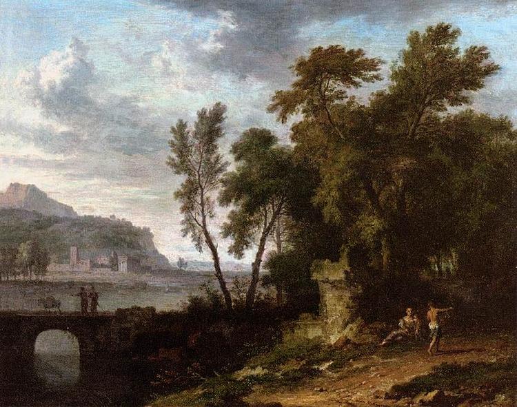 Jan van Huijsum Landscape with Ruin and Bridge oil painting image